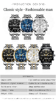 Picture of OLEVS 2858 Stainless Steel Strap Quartz Watches for Men Multifunctional Three Eye Dial Business Waterproof Men Wristwatch
