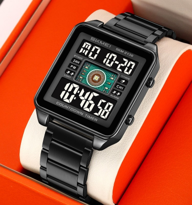 Picture of SKMEI 2136 Black Digital Watch Sports Electronic Display Stainless Steel Watch