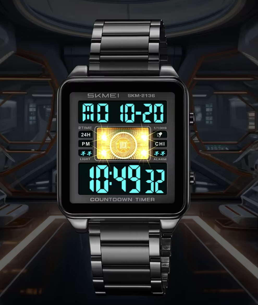 Picture of SKMEI 2136 Black Digital Watch Sports Electronic Display Stainless Steel Watch