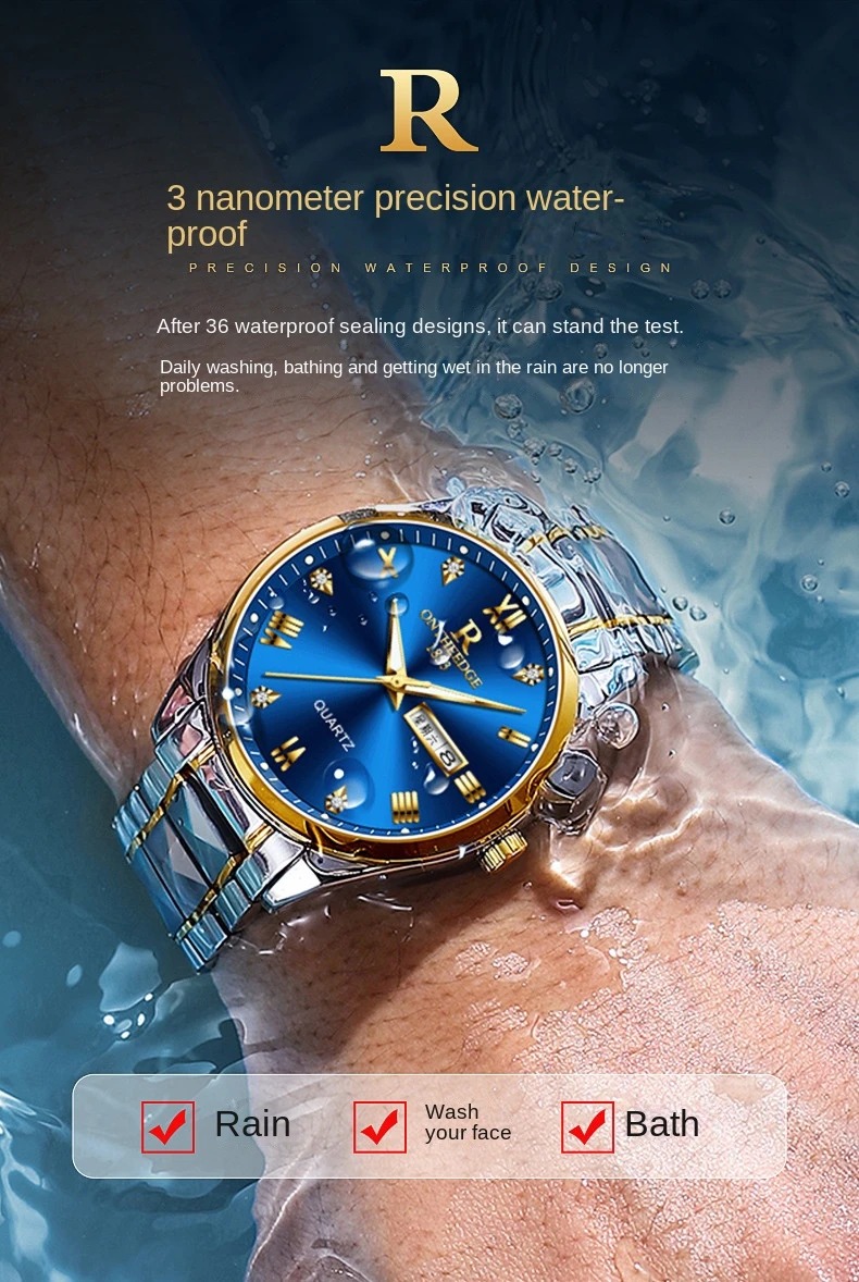 Picture of Luxury Men's Stainless Steel Watch Waterproof Quartz Date Business Wristwatch Sport Watch