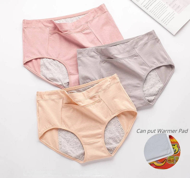 Picture of Physiological underwear women's menstrual period leak-proof widened large size mid-waist sanitary pants with pockets