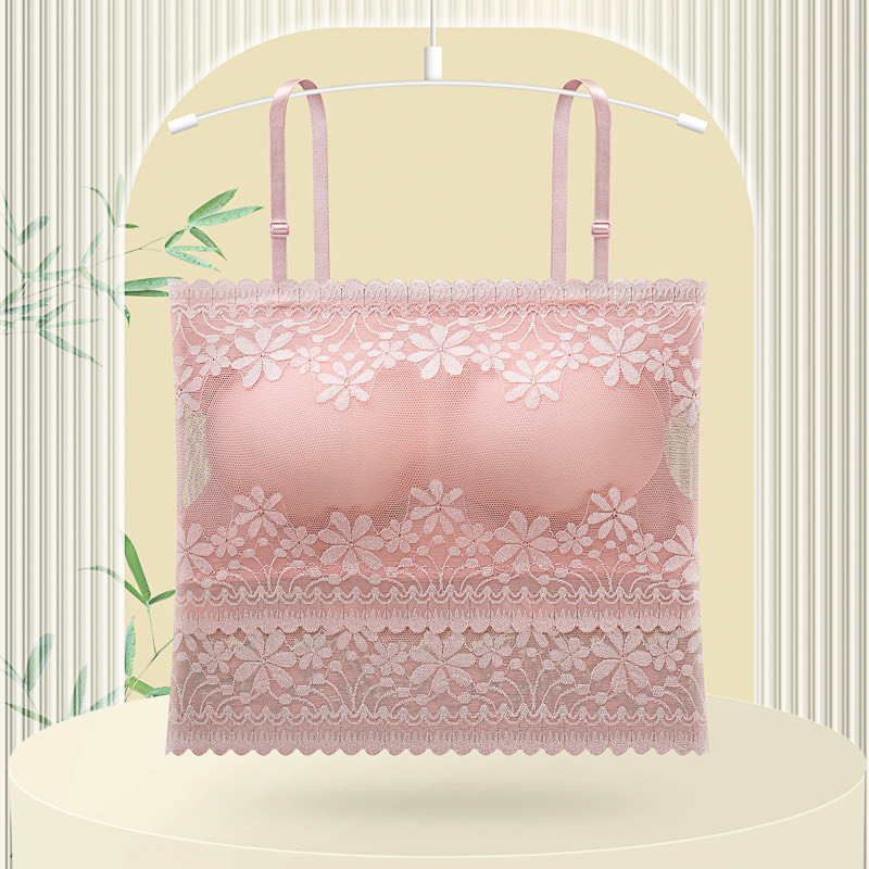 Picture of Summer thin lace camisole inner tube top bottom breathable vest student beautiful back wrapped chest anti-slip bra female
