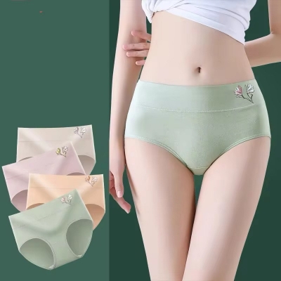 Picture of Cotton needle drawing large size medium waist underwear panties cotton women