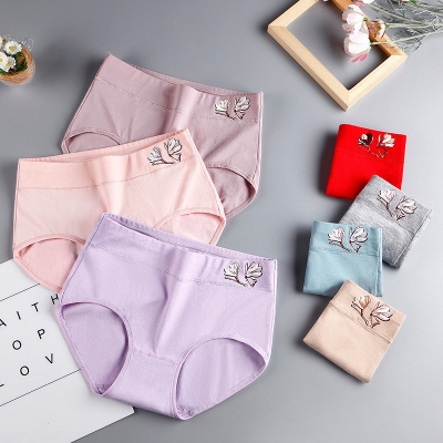 Picture of Cotton needle drawing large size medium waist underwear panties cotton women