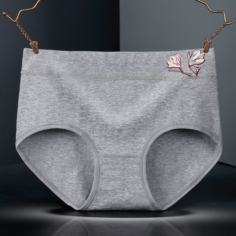 Picture of Cotton needle drawing large size medium waist underwear panties cotton women