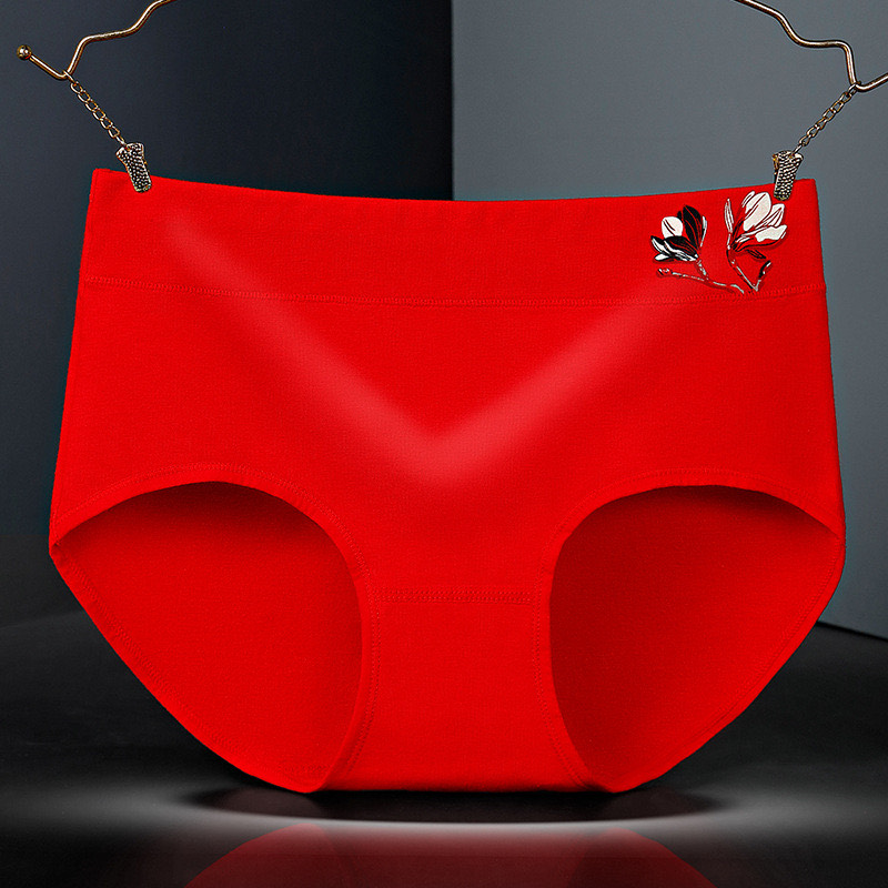 Picture of Cotton needle drawing large size medium waist underwear panties cotton women