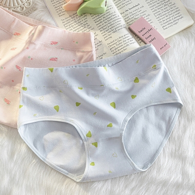 Picture of Cotton needle drawing large size medium waist underwear panties cotton women
