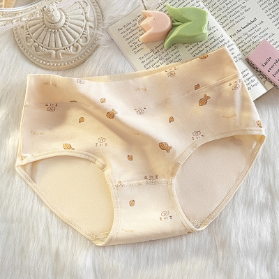 Picture of Cotton needle drawing large size medium waist underwear panties cotton women