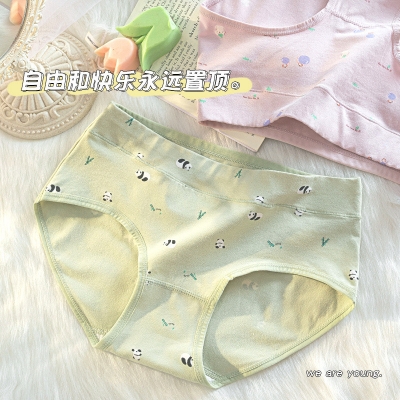 Picture of Cotton needle drawing large size medium waist underwear panties cotton women