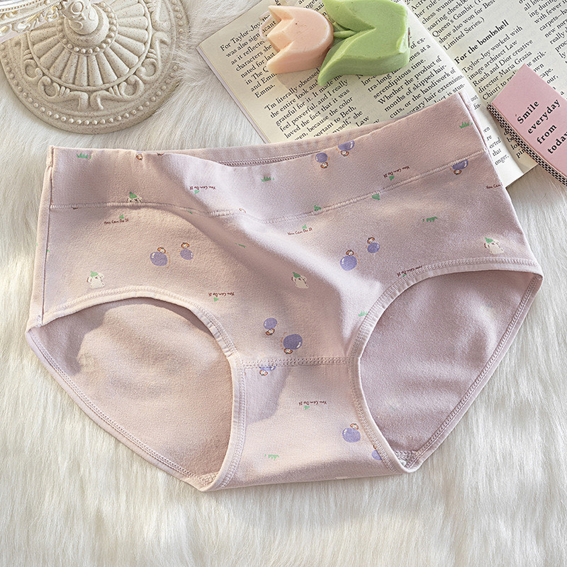 Picture of Cotton needle drawing large size medium waist underwear panties cotton women