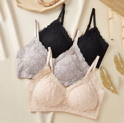 Picture of Women Comfortable Wire-Free Lace Push-Up Seamless Breathable Bra