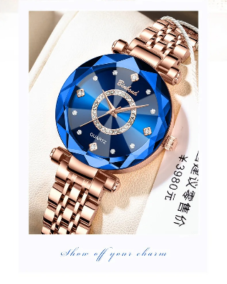 Picture of Woman Watch Light Luxury Brand Ocean Heart Starry Sky Sparkling Multi Edged Glass Precision Steel Ladies Fashion Quartz Watches