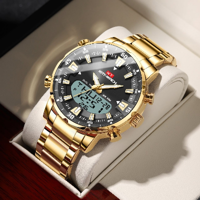 Picture of KAT-WATCH Golden Electronic Digital Sports Watches Count Down Stopwatch Clock Waterproof Watch