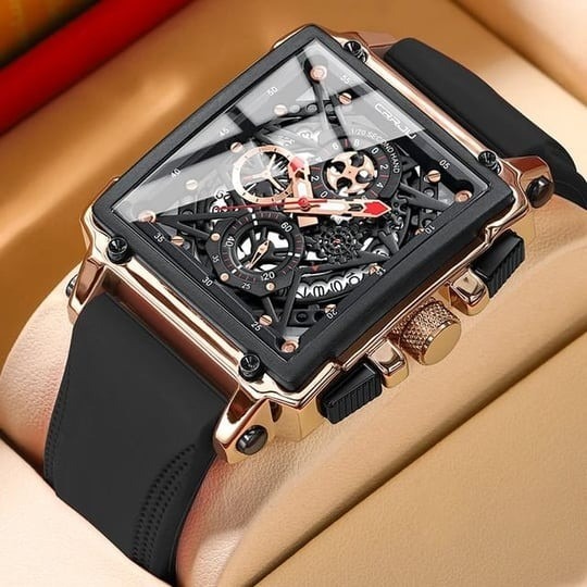 Picture of CRRJU 2312 Red Luxury Sports Quartz Wristwatches for Men Colorful Multi Functional Square Type Watch