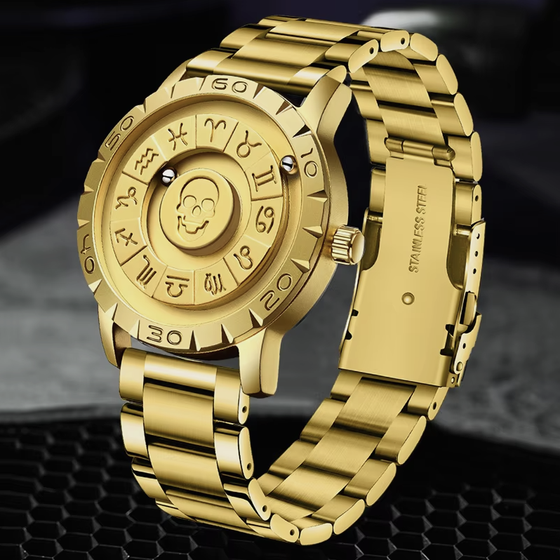 Picture of FOXBOX New Personalized Original Men Quartz Watch Skull Dial Magnetic Ball Design Waterproof Quartz Watch Men's Gift