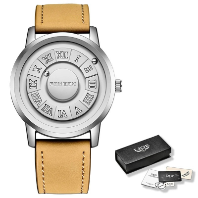 Picture of FOXBOX-Men's Quartz Watches with Leather Strap, Top Band, Scroll Beads, Magnetic Force, Waterproof, Fashion Men's Watch