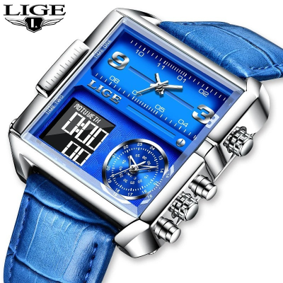 Picture of LIGE 8925A Top Brand Luxury Mens Watches Square Digital Sports Quartz Wrist Watch for Men Waterproof Stopwatch Relogio Masculino
