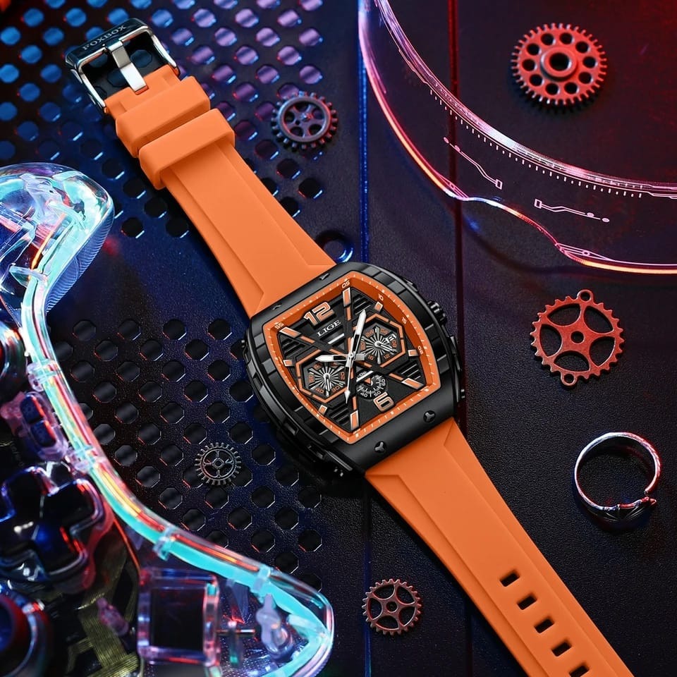 Picture of LIGE89108 Fashion Mens Watches 5ATM Sports Waterproof Quartz Wristwatch Luminous Date Silicone Clock Luxury Man Watch