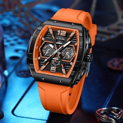 Picture of LIGE89108 Fashion Mens Watches 5ATM Sports Waterproof Quartz Wristwatch Luminous Date Silicone Clock Luxury Man Watch