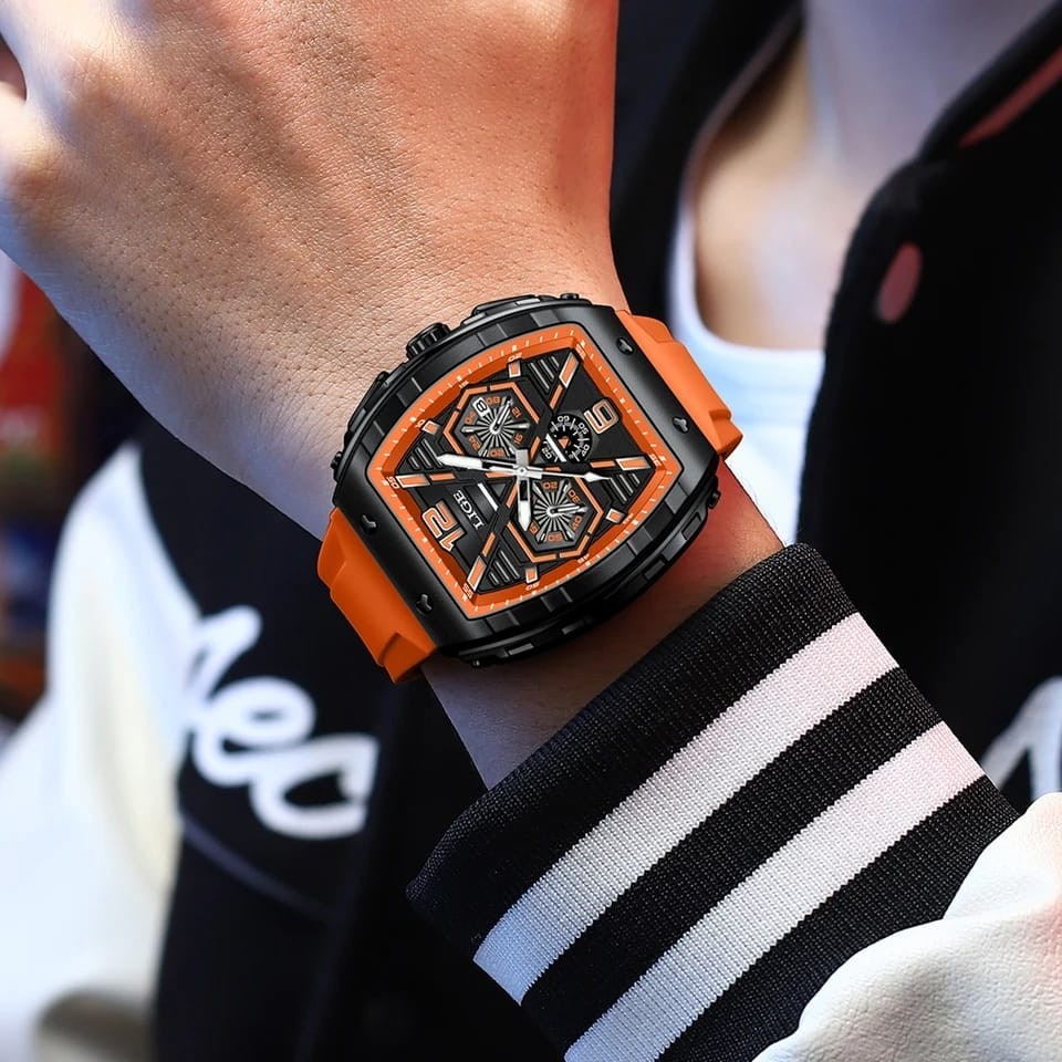 Picture of LIGE89108 Fashion Mens Watches 5ATM Sports Waterproof Quartz Wristwatch Luminous Date Silicone Clock Luxury Man Watch