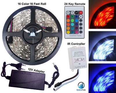 Picture of Premium Quality - 16 Color Rgb 5050 Led Fiexble Strip Light With Remote Control -14 to 16 Feet Light