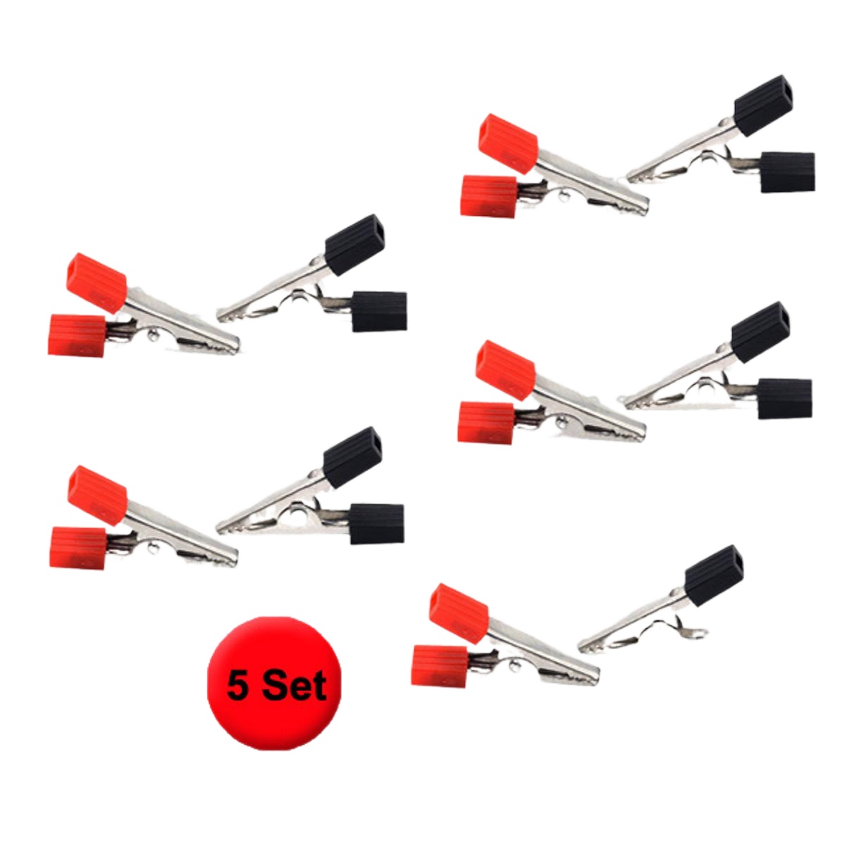 Picture of Metal Electrical Meter Clamp For Testing Meter Probe Black And Red Alligator Clip Also Use As Battery Clip- 5 Set