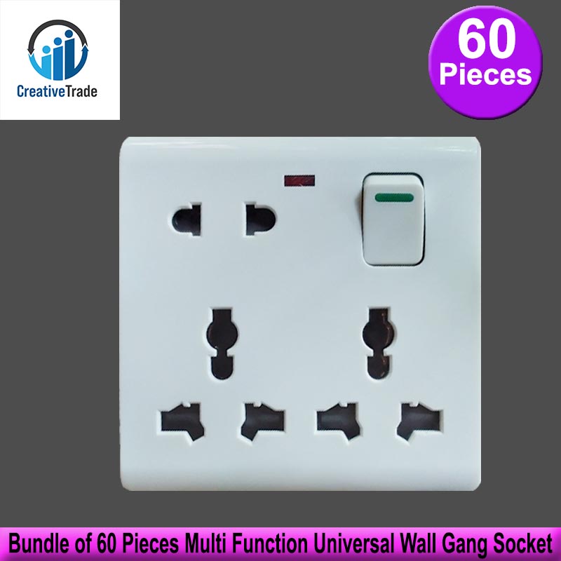 Picture of Bundle of 60 Pieces Multi Function Universal Wall Gang Socket - 8 Pin Gang Universal Socket