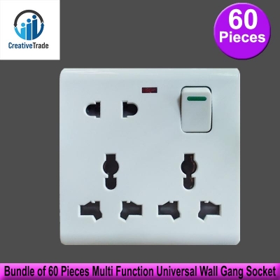 Picture of Bundle of 60 Pieces Multi Function Universal Wall Gang Socket - 8 Pin Gang Universal Socket