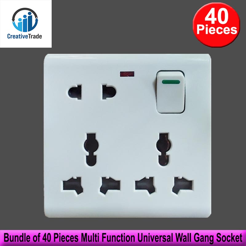 Picture of Bundle of 40 Pieces Multi Function Universal Wall Gang Socket - 8 Pin Gang Universal Socket