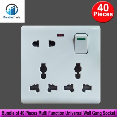 Picture of Bundle of 40 Pieces Multi Function Universal Wall Gang Socket - 8 Pin Gang Universal Socket