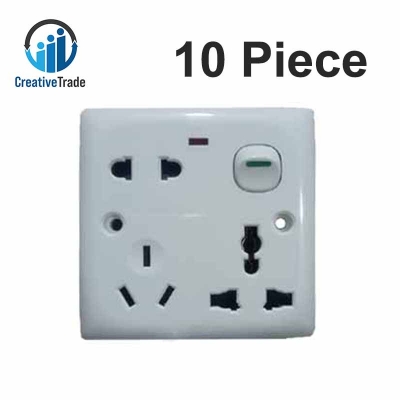 Picture of Bundle of 10 Pieces 5 Pin Multi Function Universal Wall Gang Socket - Gang Universal Socket Easy to Use and Maintain