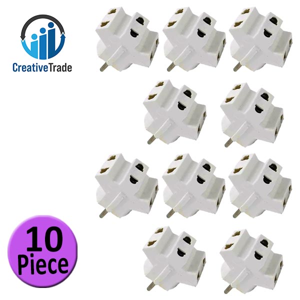 Picture of Bundle of 10 Pieces 3 Way 2 Pin Socket Adapter For Travel
