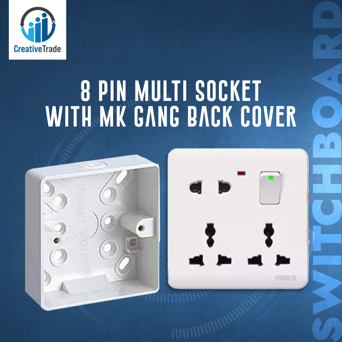 Picture of Electric 8 Pin Multi Gang Socket With Single Gang PVC Back Box