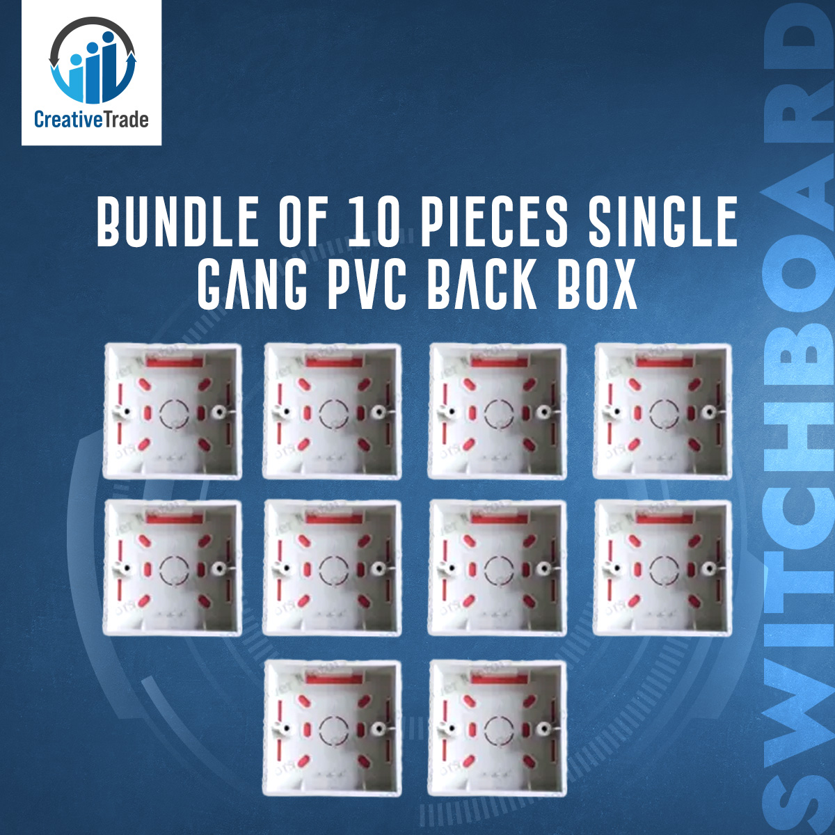 Picture of Bundle of 10 Pieces Single Gang PVC Back Box - Safe - Organize Your Electrical Wiring Neatly - Durable Spacious Organized