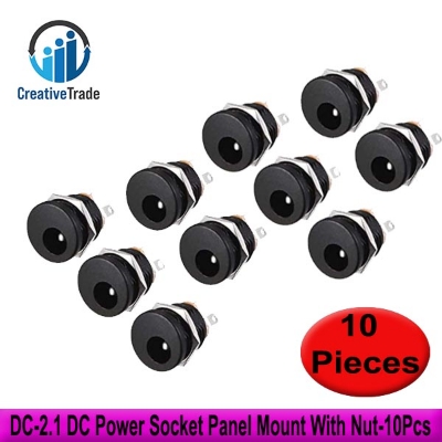 Picture of DC-2.1 DC Power Female Socket Panel Mount with Nut - Set of 10Pcs - Convenient Power Connection Easy to Use and Maintain