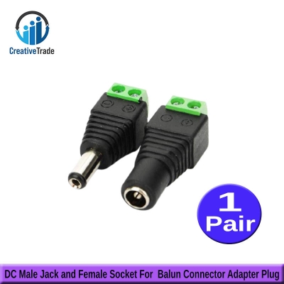 Picture of DC Male Jack and Female Socket For  Balun Connector Adapter Plug (1 x Male + 1 x Female) Power Jack Adapter for Led Strip CCTV Security Camera Cable Wire Ends Plug Barrel Adapter