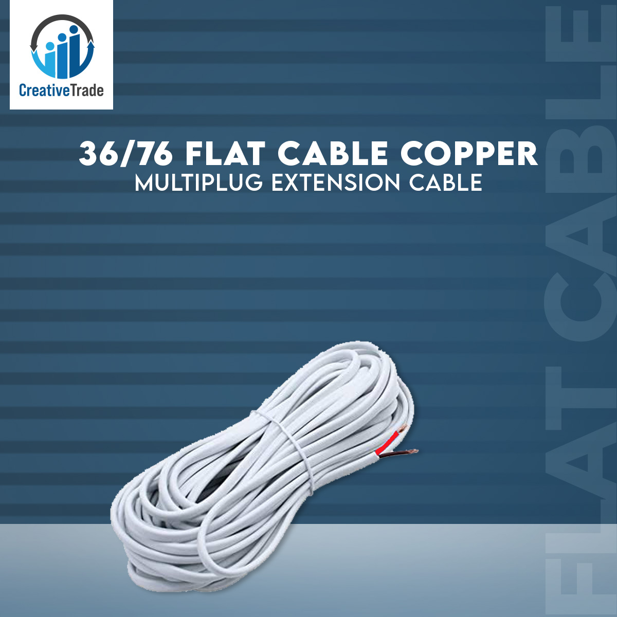 Picture of High-Quality 36/76 Flat Cable Copper 2 Core Wire - 15 Feet Length - The Ultimate Choice for a Wide Range of Electrical Applications