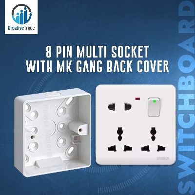 Picture of 8 Pin Socket With Box Multi Function Universal Wall Socket