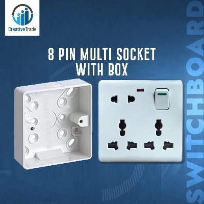 Picture of Universal 8 pin Multi Socket With Free MK Gang Back Cover Easy to Use and Maintain