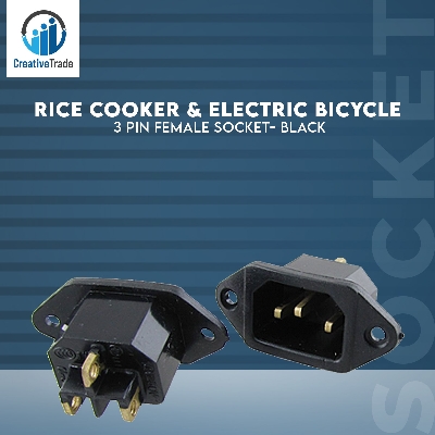 Picture of Rice Cooker & Electric Bicycle 3 Pin Female Socket- Black