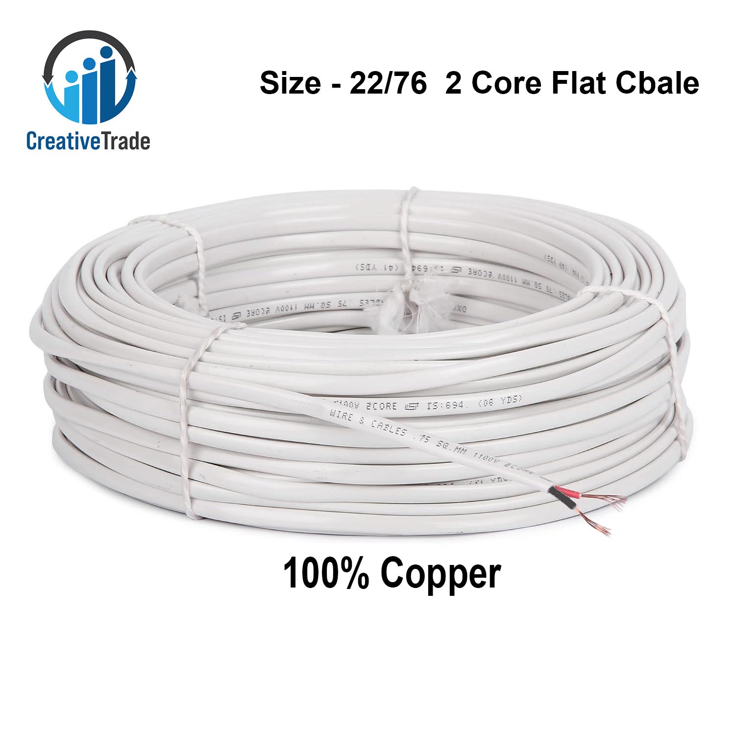 Picture of 1 Coil 22/76 Flat Cable Copper 2 Core Wire Use For Multiplug Extension Cable, Table Fan Cable, Ceiling Fan Cable, Pendant Light Cable, 1 Horse Water Pump and Others