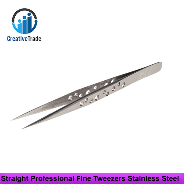 Picture of Koocu Straight Professional Fine Tweezers - High-Quality Stainless Steel Precision Tool for Versatile Uses - Easy Handling and Simple Maintenance