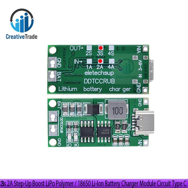 Picture of Multi-Cell 3s 2A Step-Up Boost LiPo Polymer / 18650 Li-Ion Battery Charger Module Circuit Type C