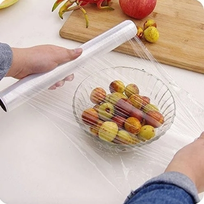 Picture of Food Wrapping Plastic Stretch Wrap Clear Cling Food Grade PE Film Plastic Wrapping Paper Roll Ideal Food Wrapping paper for Keeping Food Fresh