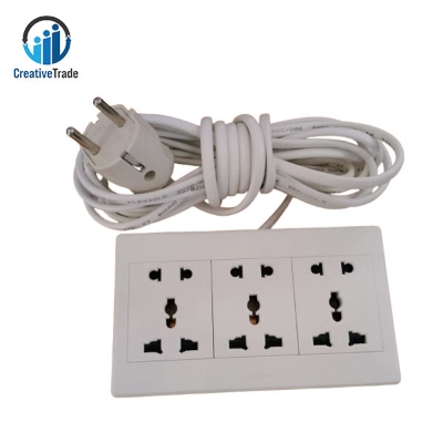 Picture of 15 Pin Multi Plug Extension 3 Pin Port and 2 Pin with Universal Socket and 10 Feet Copper cable