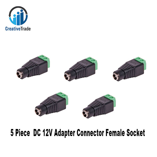 Picture of Bundle of 5 Pieces DC 12V Adapter Connector Female Socket Power Plug for LED Strip Light and CCTV Camera Easy to Use and Maintain