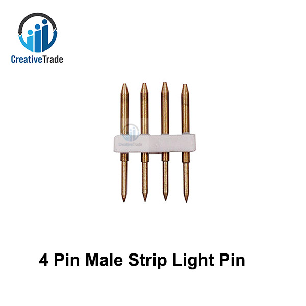 Picture of 4 Pin Male Connector Strip Light Pin Large Size Recommend Accessory Copper Pins Single Color RGB 110V 220V LED For Outdoor RGB Strip Light