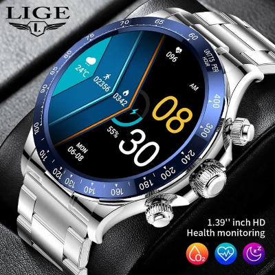 Picture of LIGE BW0569 Smartwatch Smart Watch For Men Body Thermometer Health Monitor GPS Motion Tracking Bluetooth Call Connected Watch Man 2024