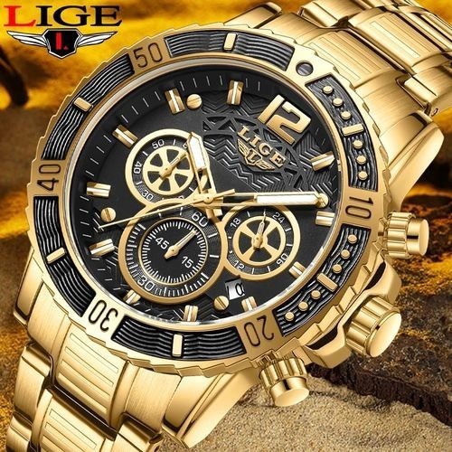 Picture of LIGE 8990 Mens Watches Top Luxury Brand Waterproof Sport Wrist Watch Chronograph Quartz Military Genuine Full Steel Relogio Masculino