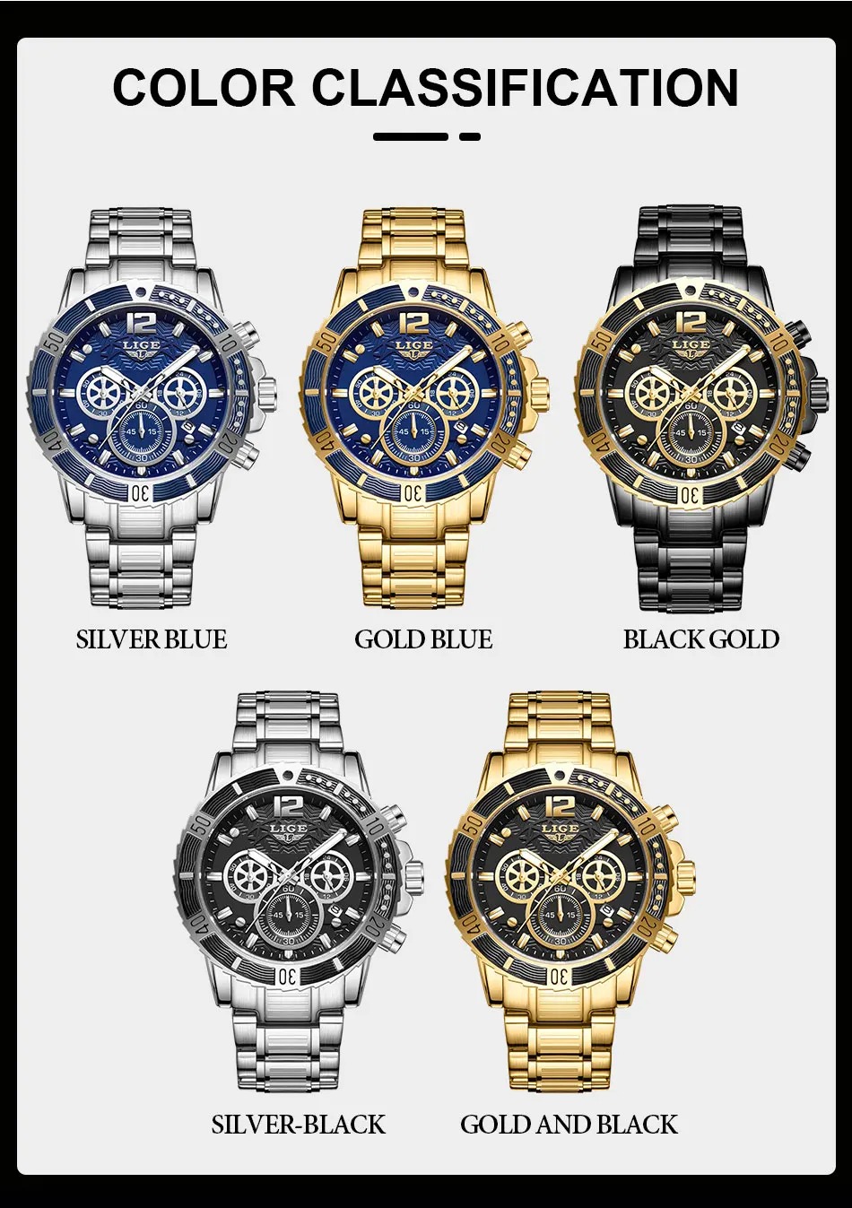 Picture of LIGE 8990 Mens Watches Top Luxury Brand Waterproof Sport Wrist Watch Chronograph Quartz Military Genuine Full Steel Relogio Masculino